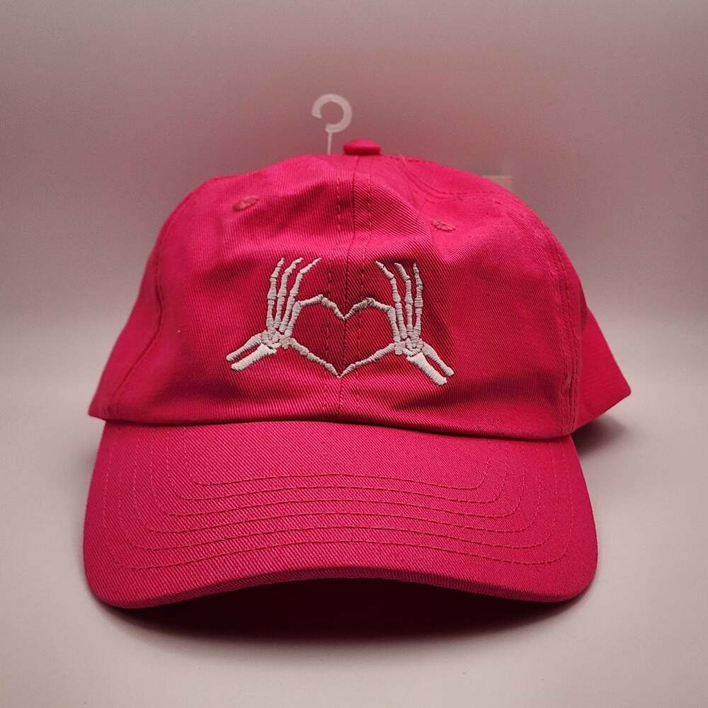 Dalix Heart of Bones Embroidered Cotton Dad Hat Adjustable Baseball Cap Hot Pink